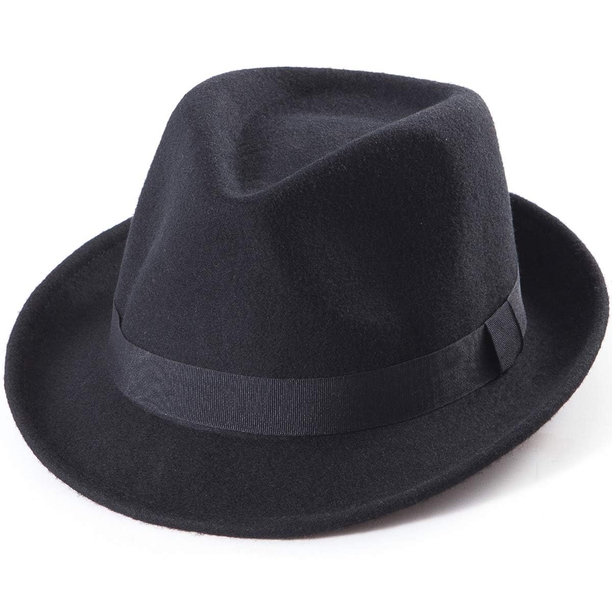 LADYBRO Straw Trilby Fedora Hat for Men 1920s Short Brim Wool Felt Panama Cap 7 1/4