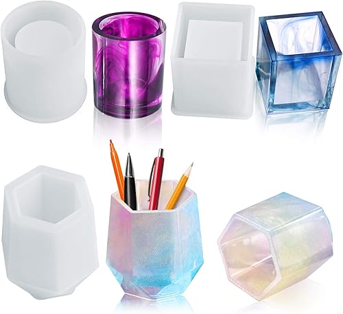 Molde de silicona para macetas, moldes de silicona para cubos y cilindros, organizador de brochas de maquillaje, molde de epoxi, moldes para disponible en Yaxa Peru