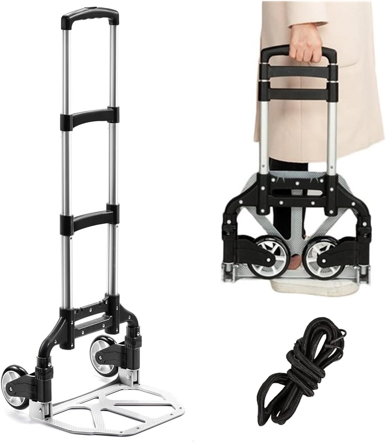 Folding Hand Truck Aluminum Portable Folding Hand Cart 180lbs Capacity Hand Cart