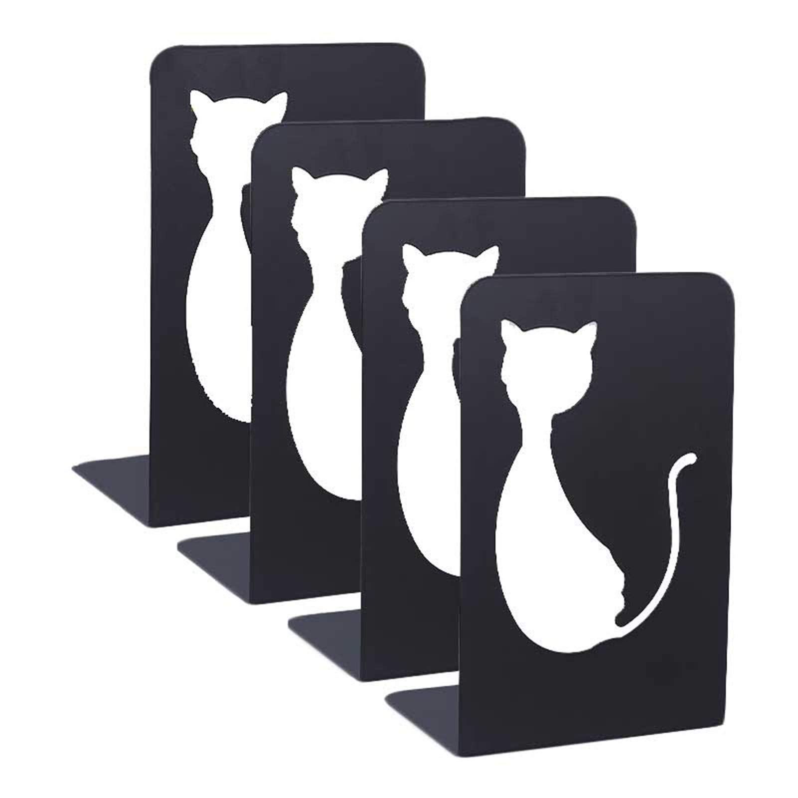 2 Pares Sujetalibros Antideslizantes, Sujetalibros Oficina Metal para La Biblioteca La Sala Estar Las Escuelas Oficina - Hermosa Decoración para el Hogar (13,5 X 10 X 21 Cm),Negro