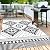 Waterproof Outdoor Rug 5x8ft, Boho Reversible Plastic Straw Mat for Patio RV Deck Porch Backyard Balcony Camping Picnic Beach Indoor Outdoor Carpet, Black&White