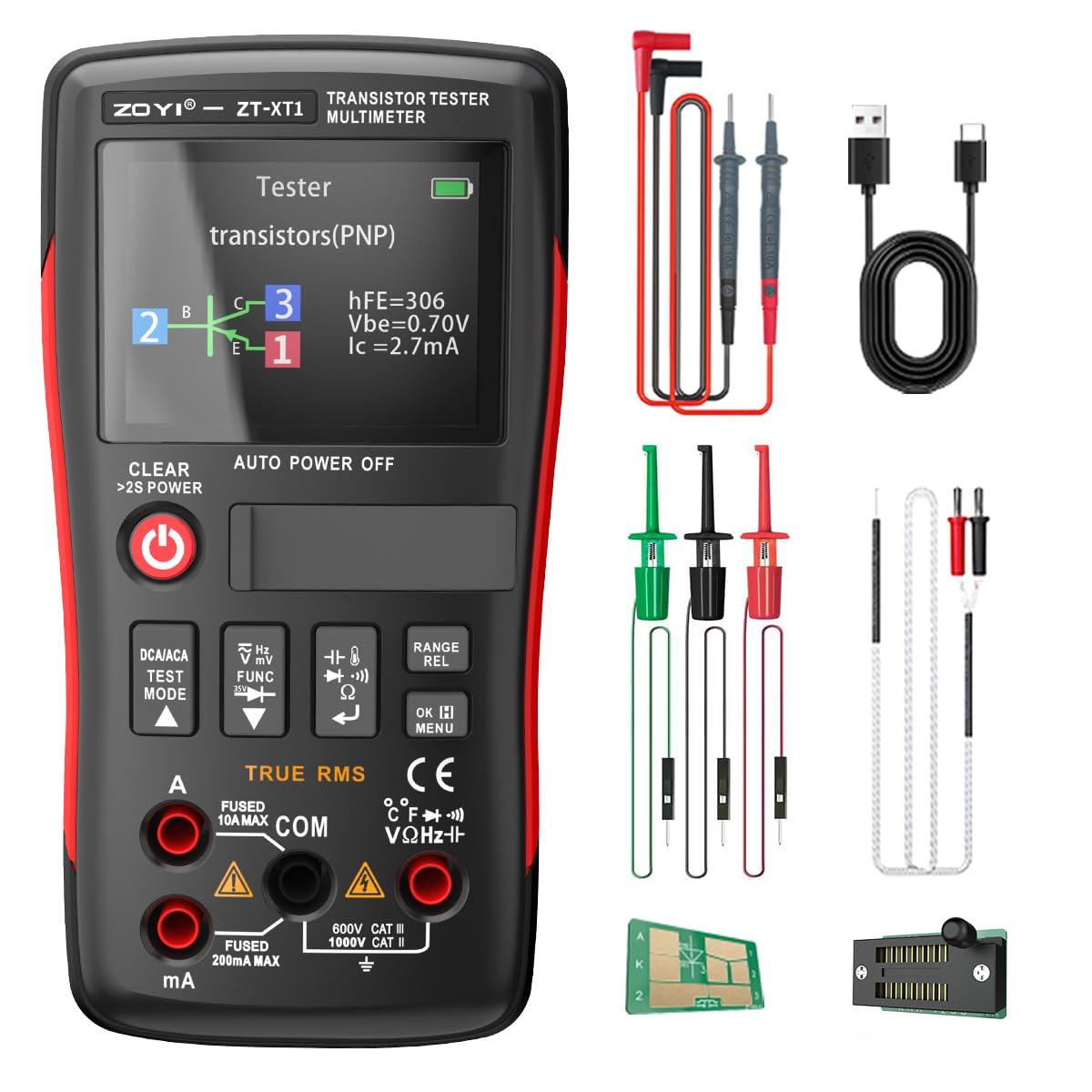 ZOTEK-XT1 2 in 1 Transistor Tester Multimeter, 25000-count