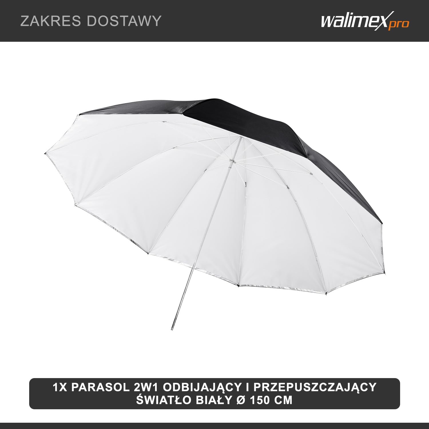 Walimex Pro parasol odblaskowy 2 w 1, biały, 150 cm