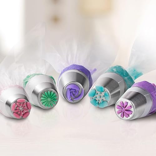 Miniatura 5 de Shofilt Juego de 27 puntas de tubería rusas, juego de bolsas de glaseado y puntas para decoración de pasteles (12 puntas de glaseado, 10 bolsas de