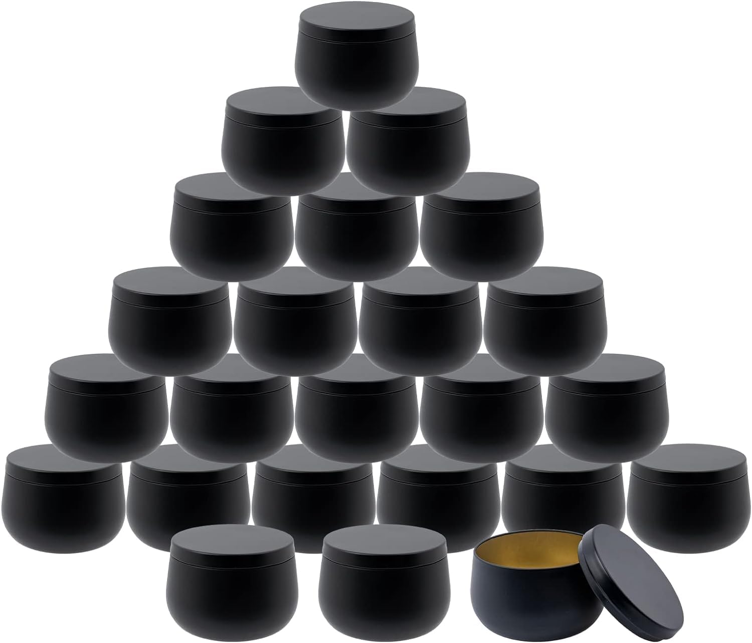 MSYU 24-Pack Tin Candle Jars for Making Candles, Black Candle Containers with Lid Empty Jars Metal Storage Box for Arts & Crafts, Storage