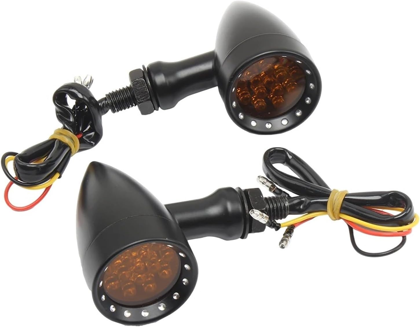 バイク ヘッドライト 12V 15 LED オートバイ ブラック ブレット