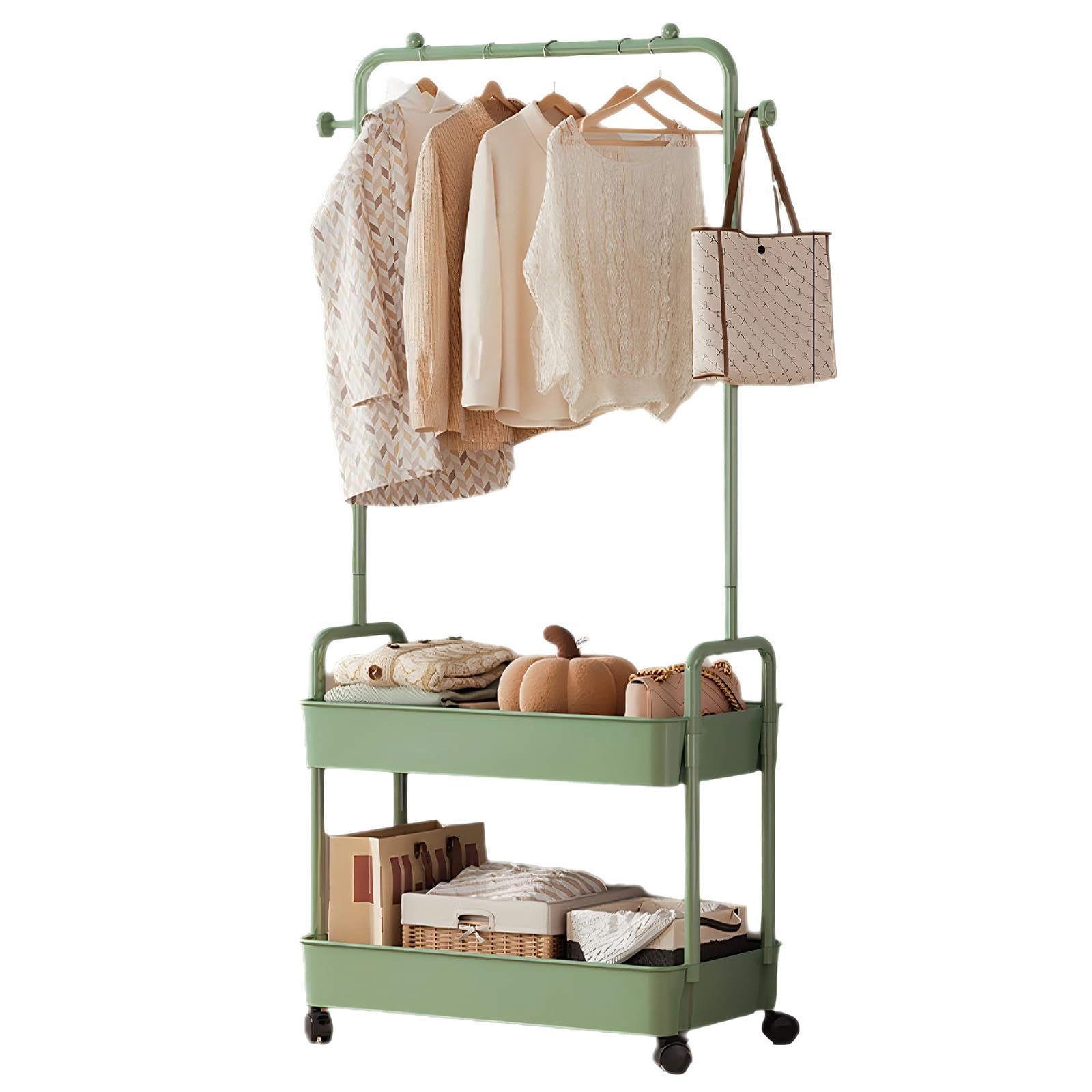 Amazon｜スリム ハンガーラック 収納付き おしゃれ シングル