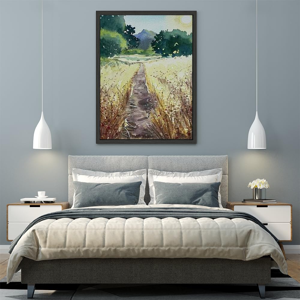 VERRE ART Printed Framed Canvas Painting for Home Decor Office Wall Studio Wall Living Room Decoration (45x60inch Black Floater) - The Trail to Malibu Creek Print
