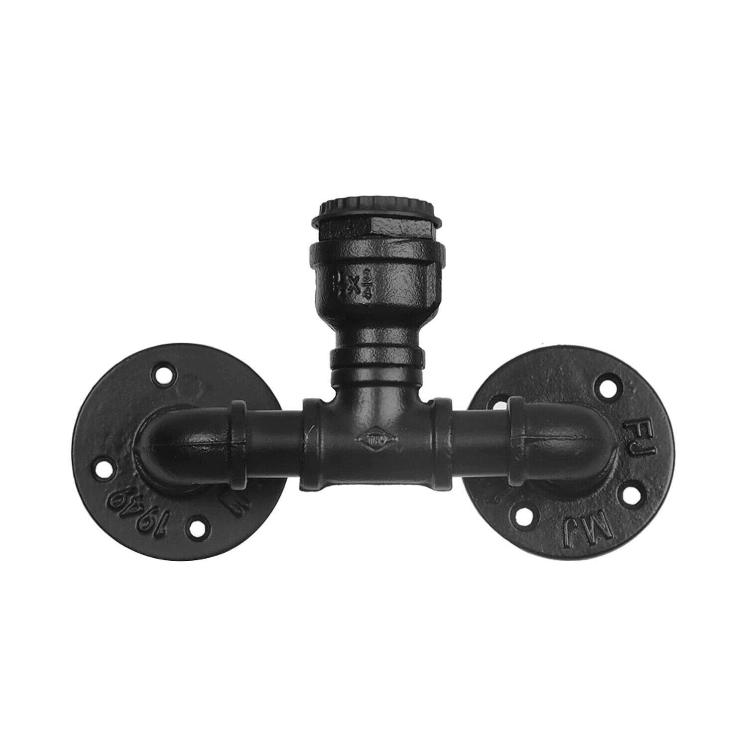 DC VOLTAGE Vintage Water Pipe Wall Light Fixtures Creative Metal Steampunk Pipe Retro Wall Lamp E27 60W Max for Bedroom Kitchen Cafe Hotel Bar Pub Farmhouse (Black) โ image 1