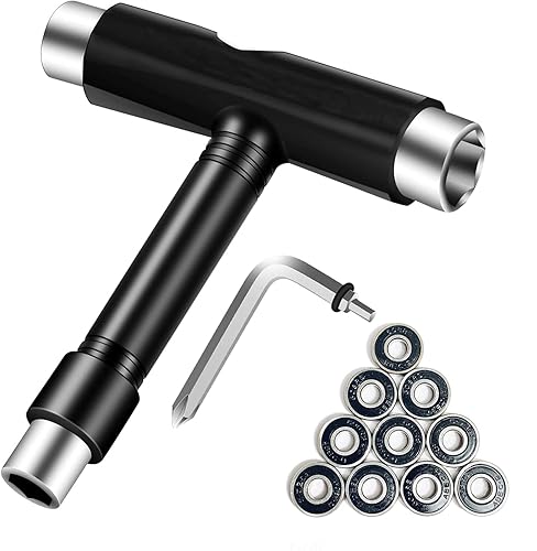 Kit de herramientas de patinaje todo en uno, kit de herramientas con 10 rodamientos 608RS para patineta, patinaje de ruedas, patinaje