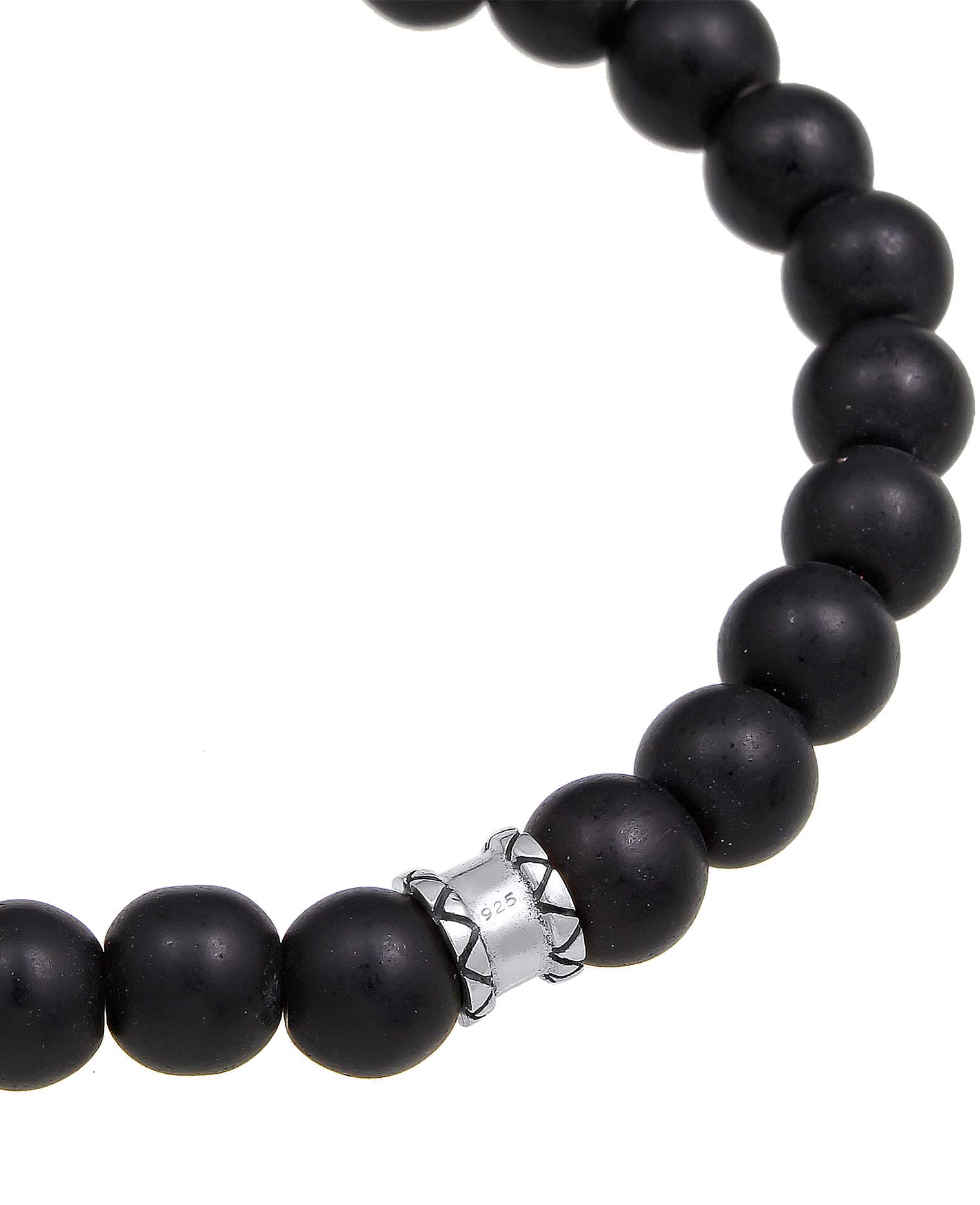 Kuzzoi Herren Steinarmband aus schwarzem Onyx Edelstein Perlen (8 mm)