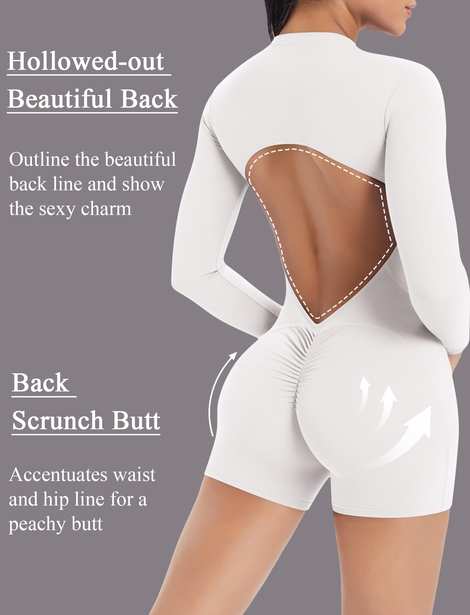 FEOYA Combinaison courte pour femme - Combinaison de sport dos nu - Grenouillère rembourrée - Pour entraînement, yoga, gym