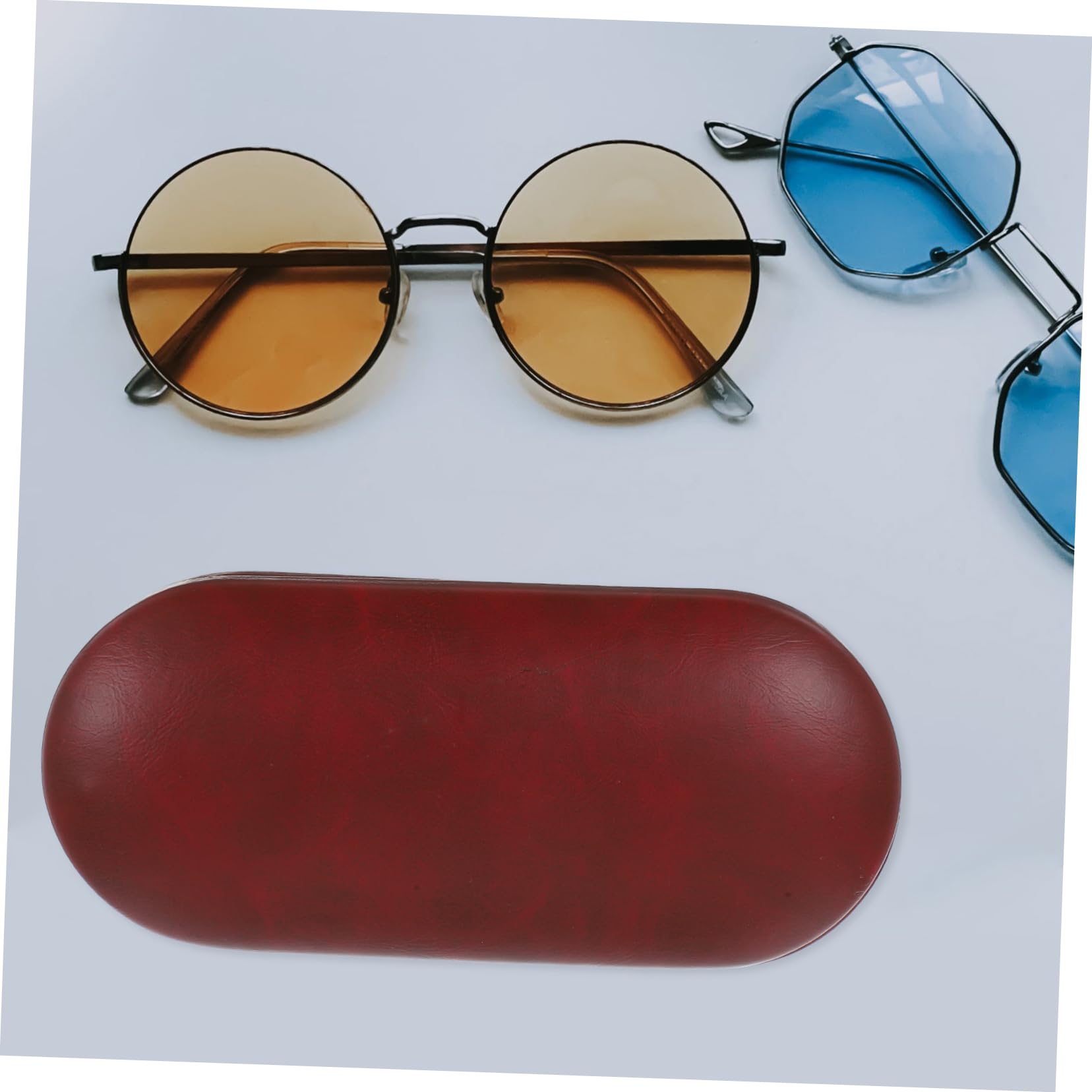 PACKOVE 2 Set Custodia Per Gli Occhiali Contenitore Per Occhiali Organizer Per Il Trasporto Degli Occhiali Astuccio Custodia Per Lenti a Contatto Da Esterno Rosso Vello Fine