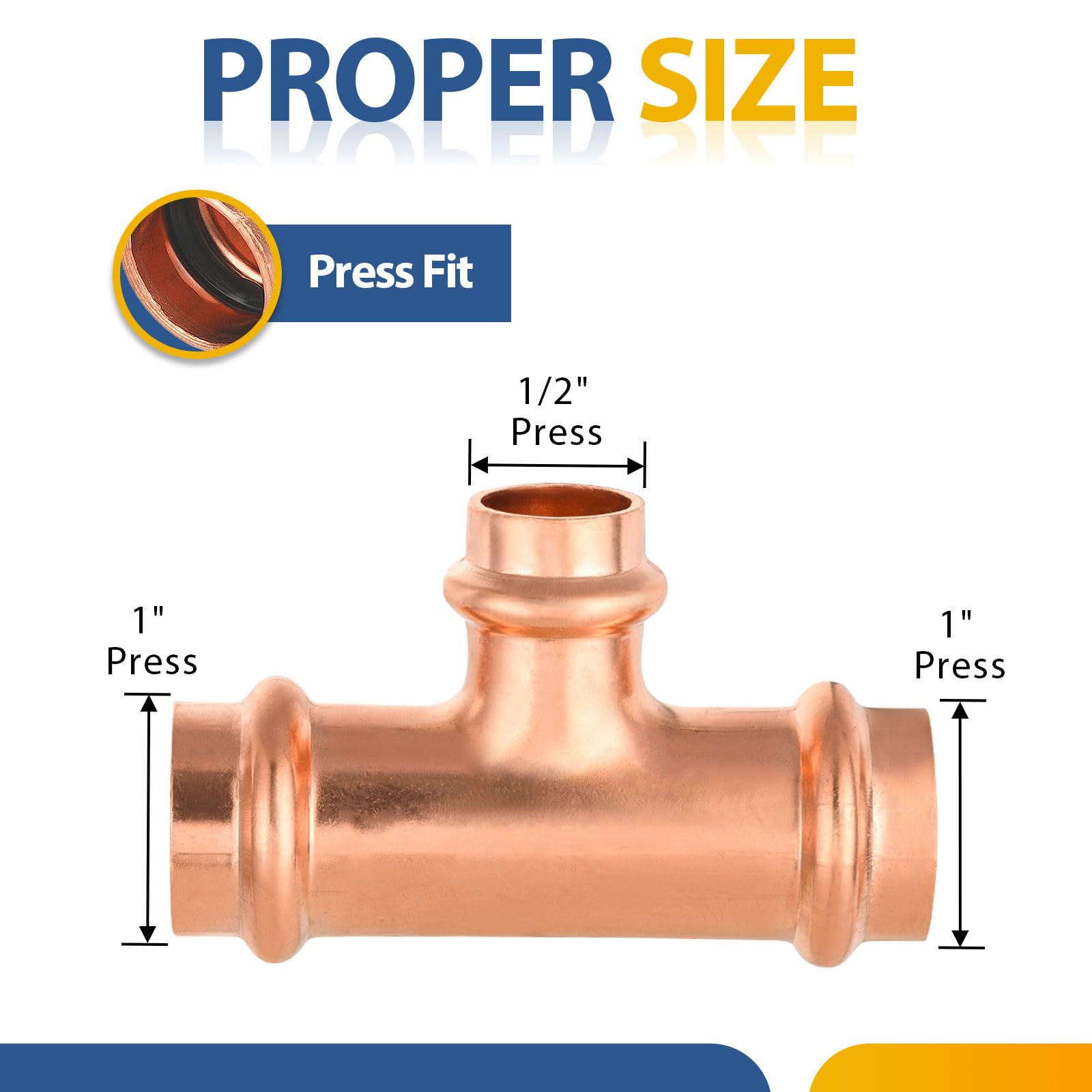 Paquete de 40 Conectores en T reductores de Cobre GUOFIS, 1" P x 1" P x 1/2", Conector en T Reductor de presión para plomería, Conector de Tres vías para derivación de tamaño de tubería.