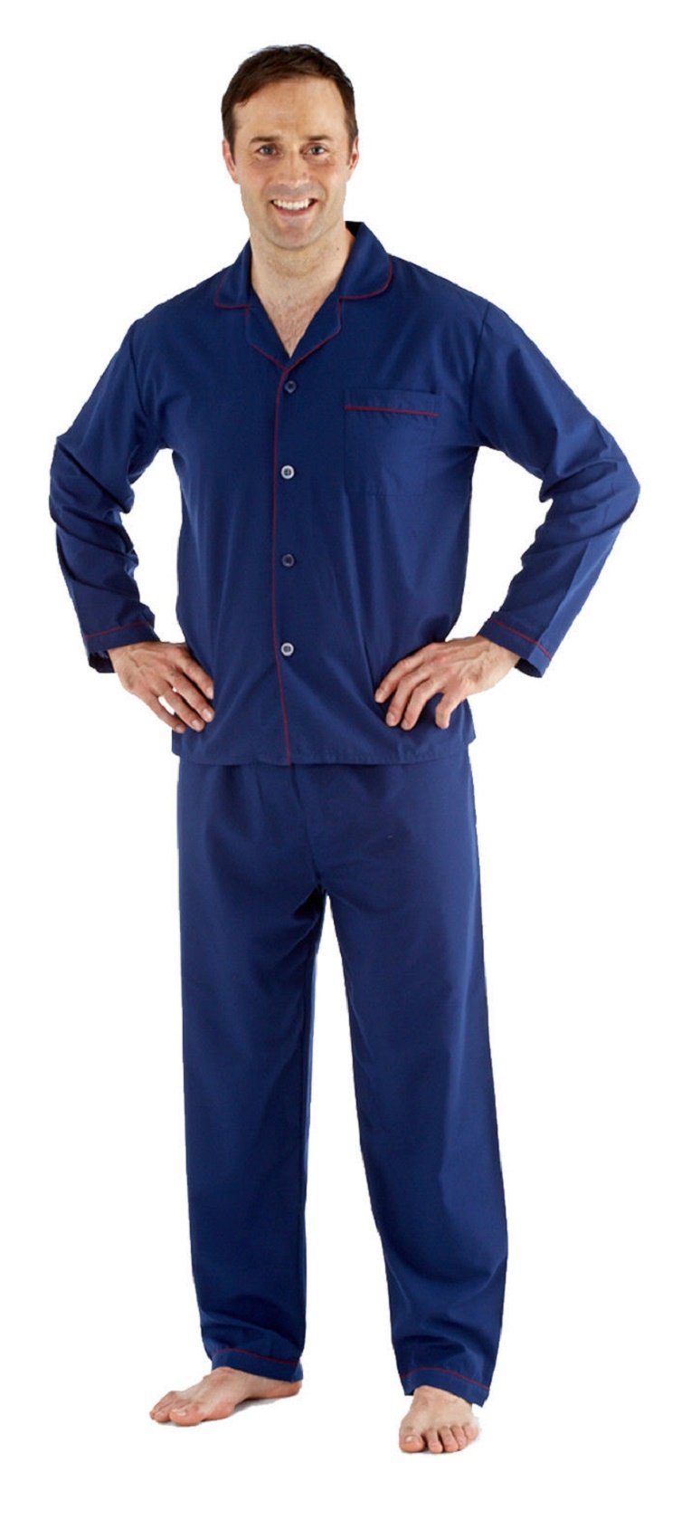 Harvey JamesMens Big Plus King Size Pyjama Set Nightwear Suit 2XL 3XL 4XL 5XL (4XL, Navy)