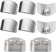 Stainless Steel Finger Guards, 8pcs Stainless Steel Finger Guards Stainless Steel Multifunctional Cut Resistant Hand Guards Kitchen Slicing Finger Guards (6pcs Single Finger + 2pcs Double Finger)