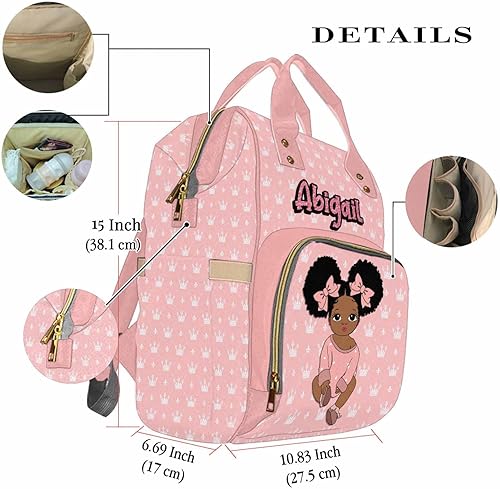 Miniatura 2 de Newcos Mochilas nombre personalizado bebé africano princesa bolsa de pañales mochila mamá enfermería bolsas de bebé, 230112-2, Personalizado