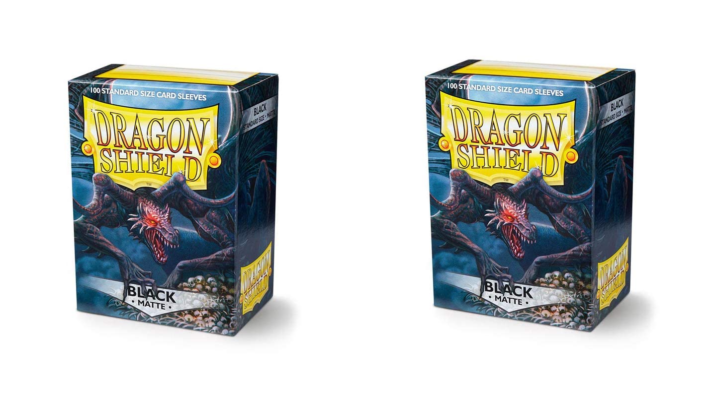 Lot de 2 étuis pour cartes Dragon Shield - Noir mat - Taille standard - 100 ct