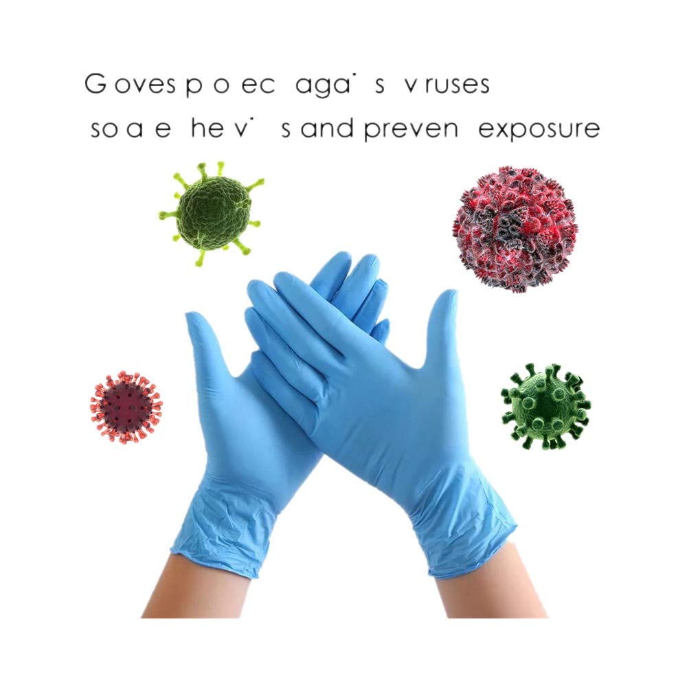 Disposable Nitrile Gloves-100 Count, Powder Free, Food Grade Gloves, Latex Free, for Food Handling, Medical, Janitorial, Laboratory Use - Three Size (Blue, L)