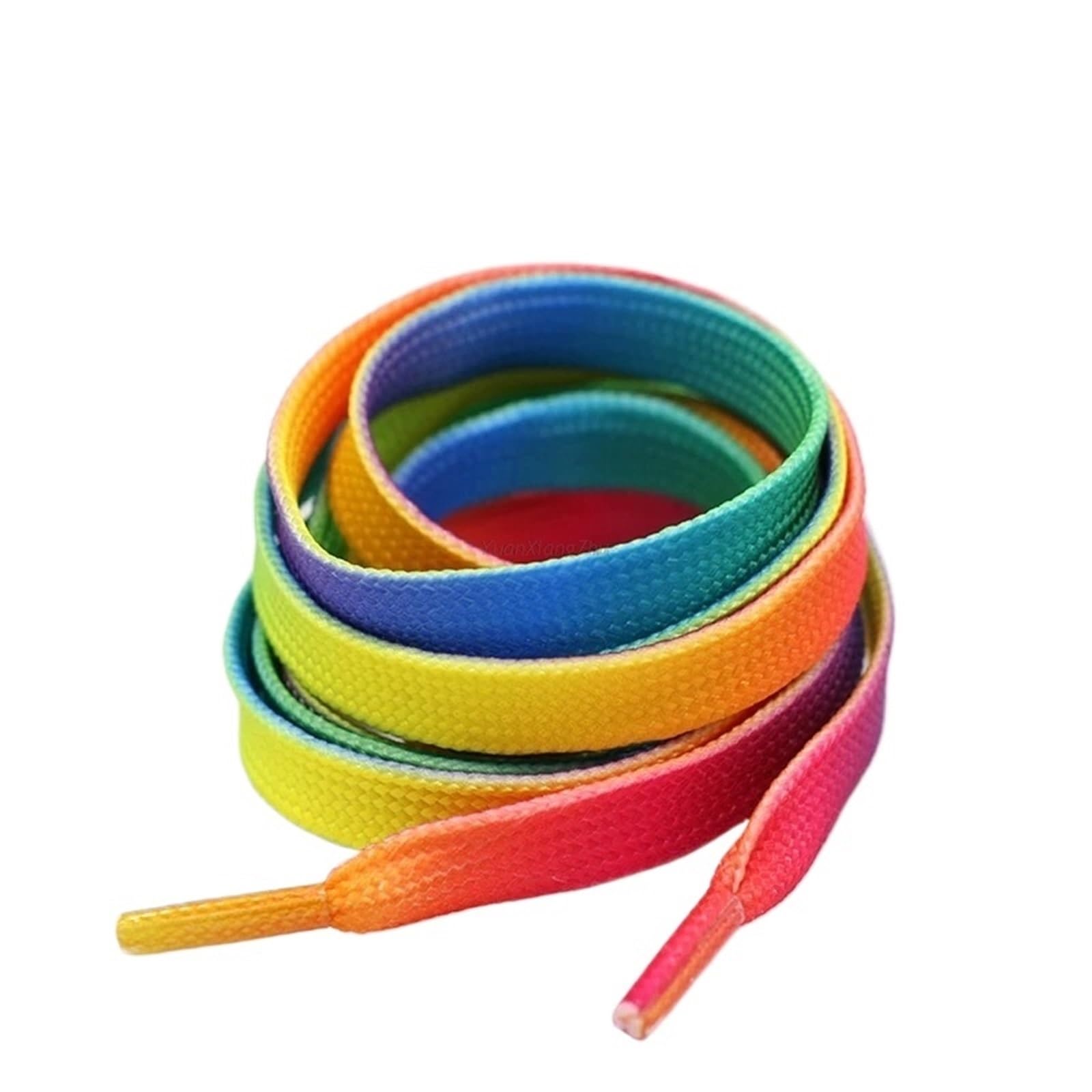 Lot de 5 Paires de Lacets Plats colorés à dégradé Arc-en-Ciel for Baskets Montantes en Toile pour Chaussures(Green Rainbow,100cm)