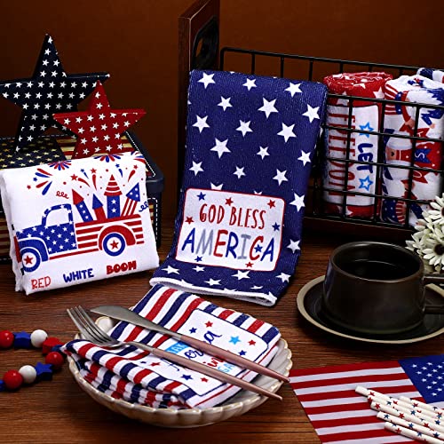 American Flag Stars Stripes Kitchen Dish Towel 15.8 X 23.6 Inch 4Th Of July Patriotic Dishcloth Red Blue White Tea Towel Decorative Hand Towel For Bathroom Baking Independence Day Gift Set Of 6 #TOP4
