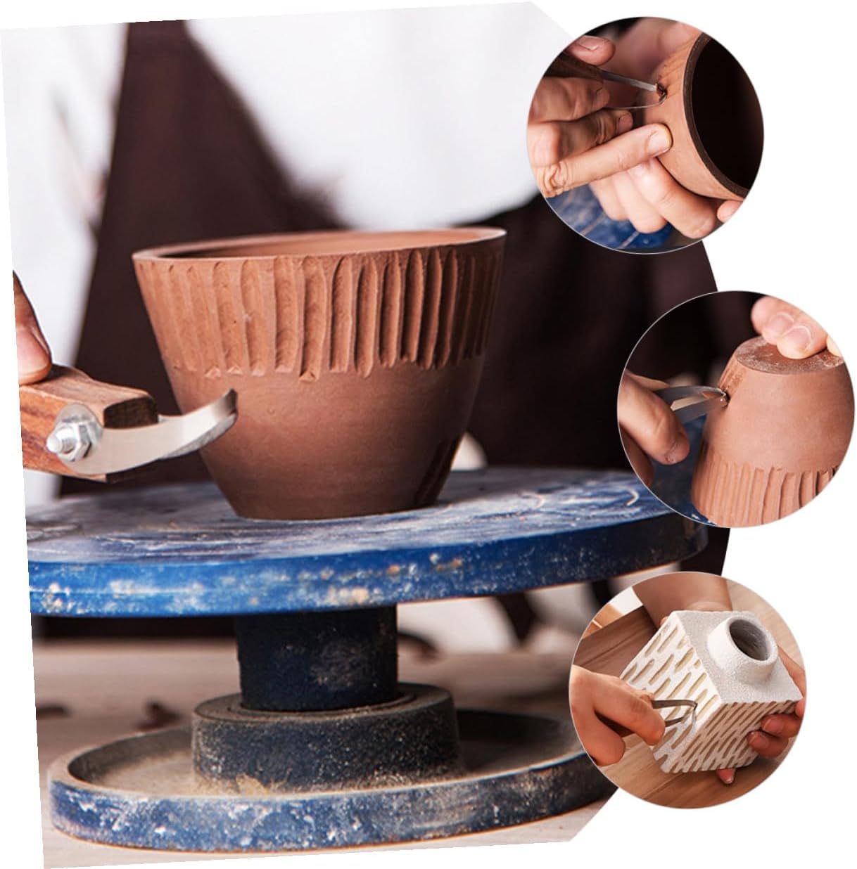 PERSELOSO Clay Sculpture Hand Tool Pottery Trimming Tool Lightweight Metal Carving Supply for DIY Clay Modeling and Sculpting Artwork with Multiple Sculpting Shapes