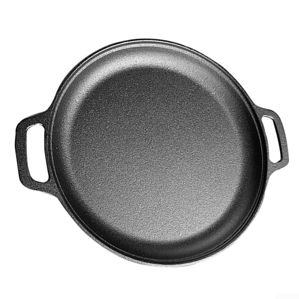 Bratpfanne aus verdicktem Gusseisen, 28 cm, unbeschichtet, mit Doppelohren, für Induktions-Gasherd, antihaftbeschichtet, für Pfannkuchen, Crepes, Tortillas (28 cm)