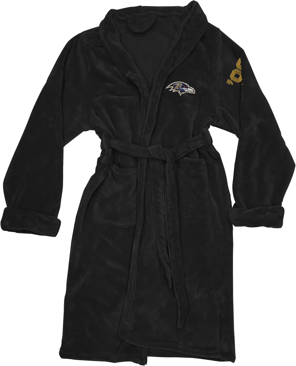Northwest The Company Official NFL Baltimore Ravens Men's L/XL Silk Touch Bath Robe with Number, Black, 26" x 47"