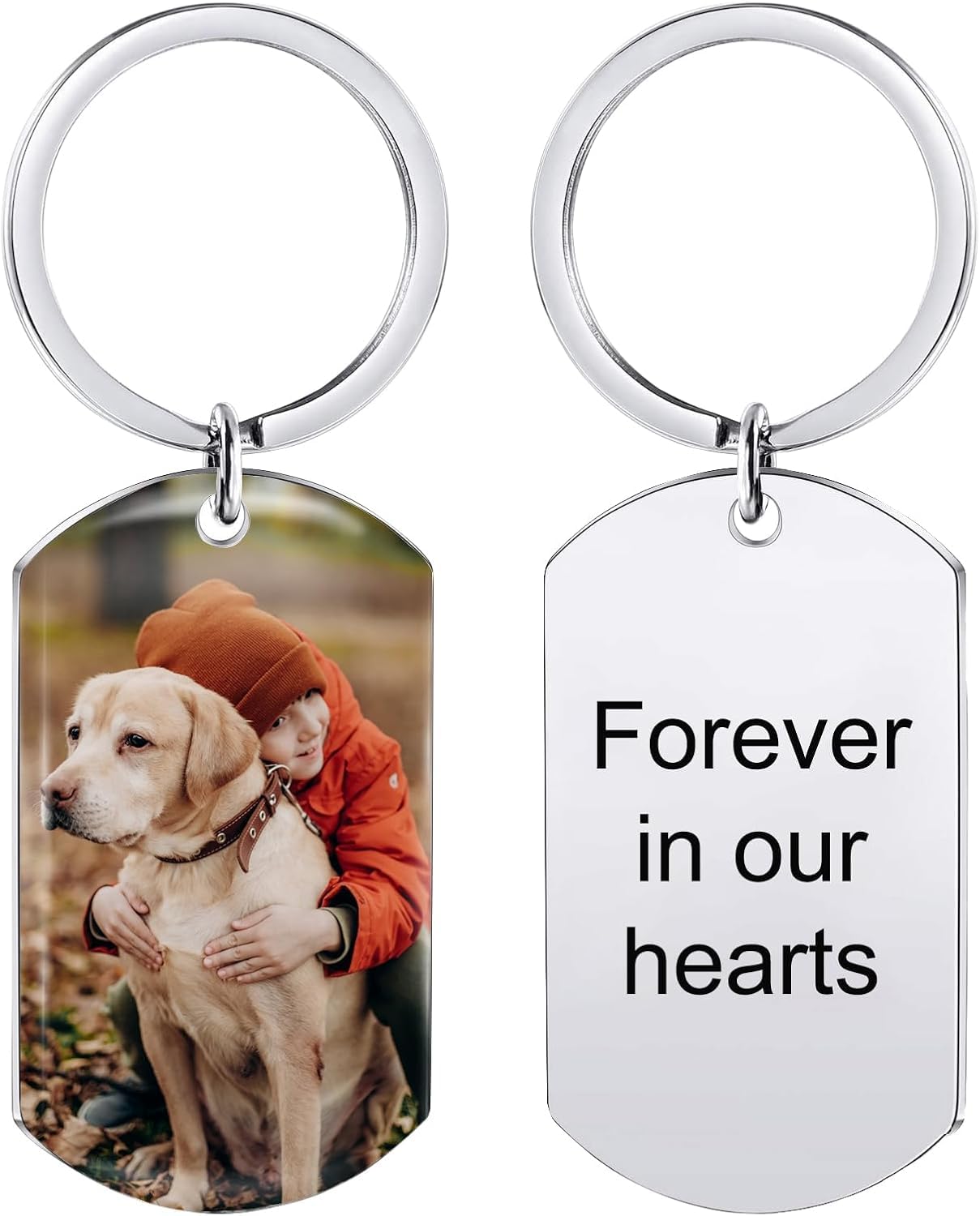 DBLXYAN Personalized Keychain with Photo, Custom Keychain, Personalized Gifts for Husband Wife Boyfriend Girlfriend, Silver, Large