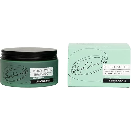 UpCircle Exfoliating Coffee Body Scrub with Lemongrass 7.4oz - Sea Salt, Lime + Coconut Oil - Natural, Vegan Exfoliator For Soft, Smooth Skin