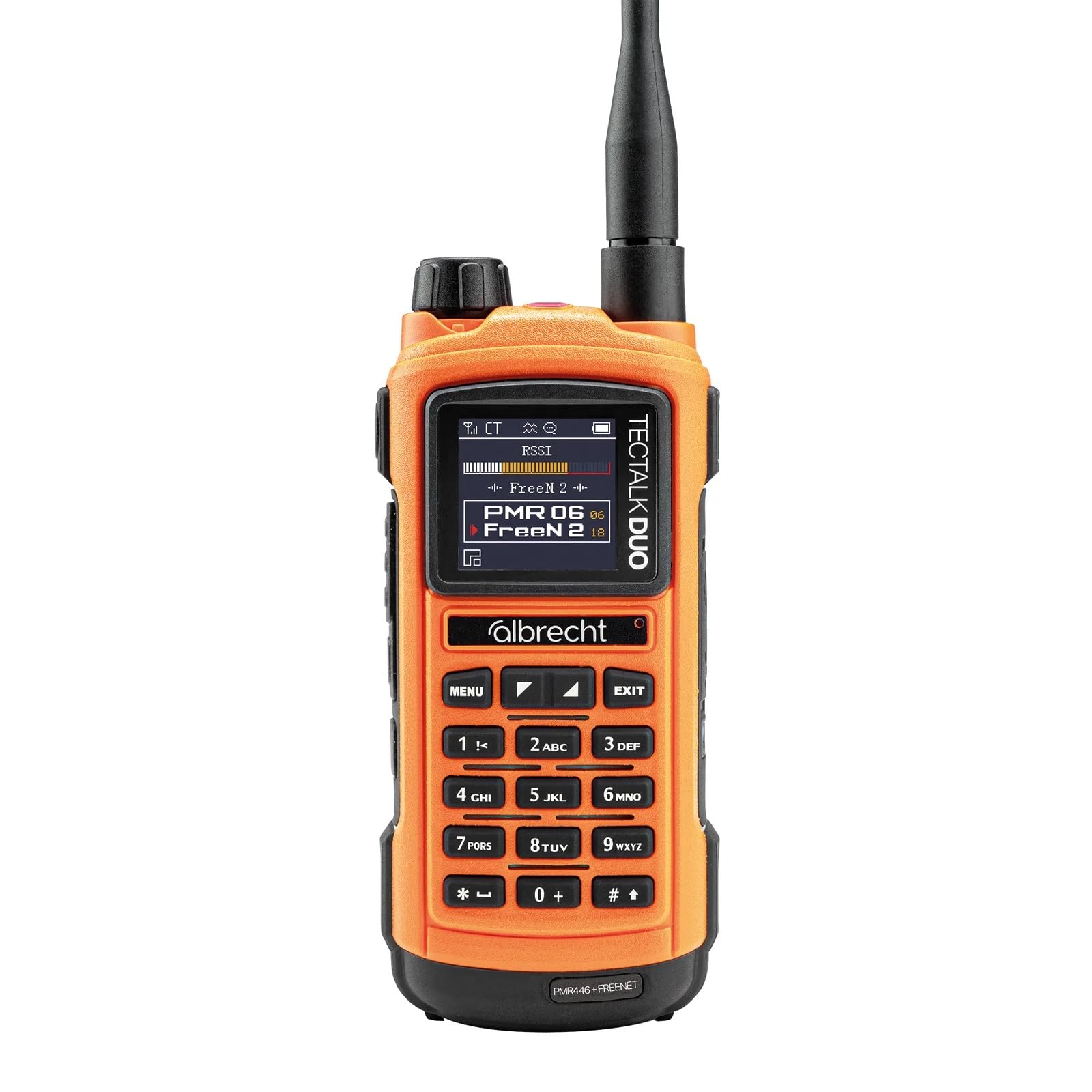 Albrecht Tectalk Duo, PMR & Freenet Funkgerät, 29149, Funkgerät, Orange | 1 W (Freenet), 0,5 W (PMR446) Sendeleistung, ca. 20 h Akkulaufzeit, UKW Radio, VOX, USB-C, Taschenlampe, Anmeldefrei