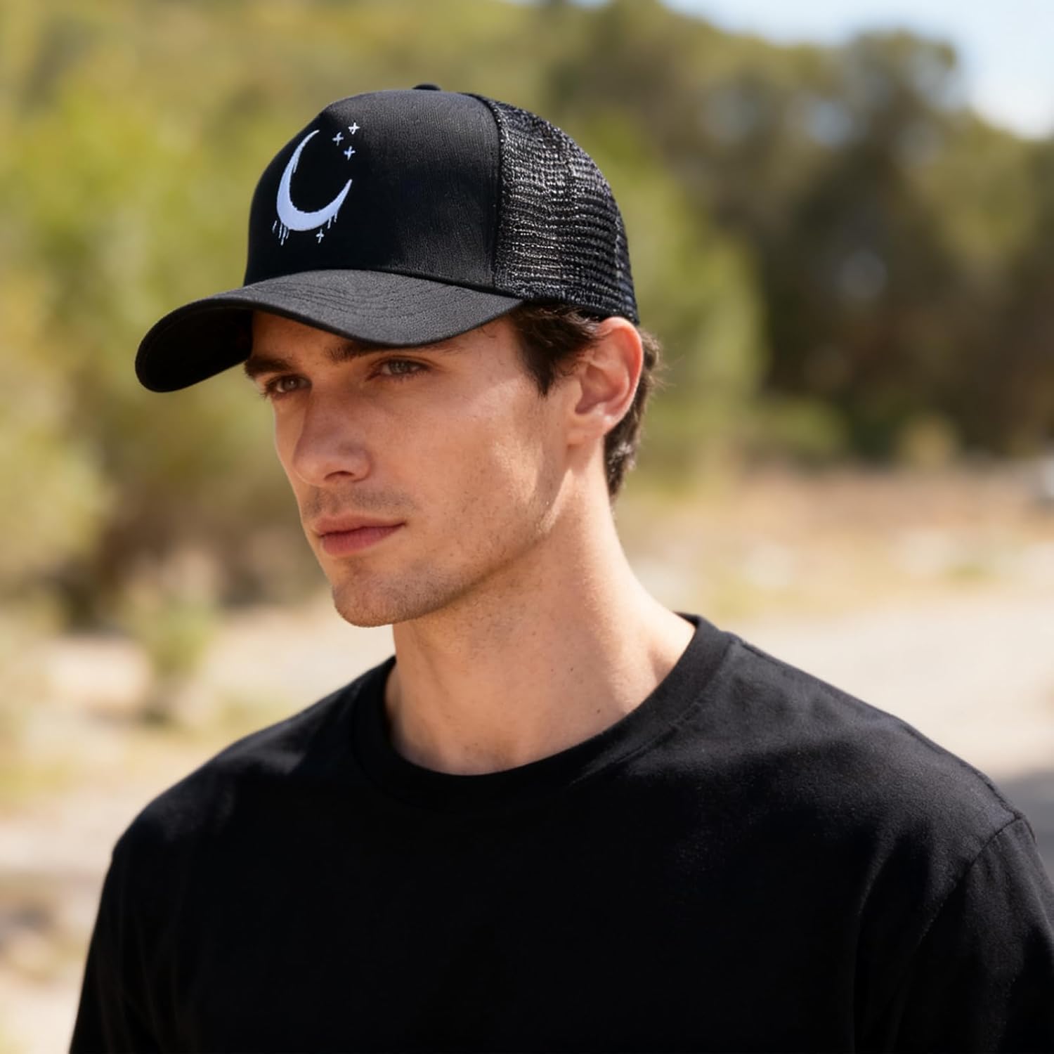 Embroidered Trucker Hat Black Baseball Cap Adjustable Mesh Dad Hats for Men Women - Image 6