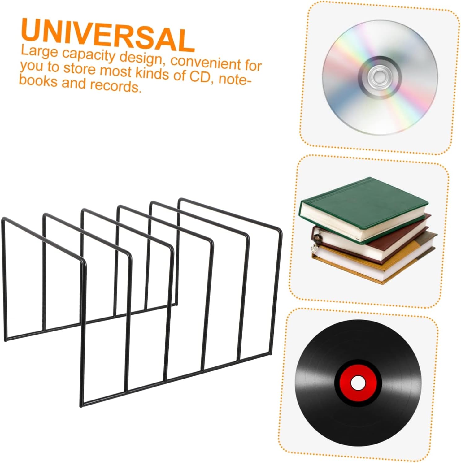 Cabilock Record Storage Rack Book Support File Organizer Iron Document Rack Desktop Cd Rack Book Record Holder Vinyl Record Holder Cd Storage Rack Vinyl Record Display Rack Magazine Rack