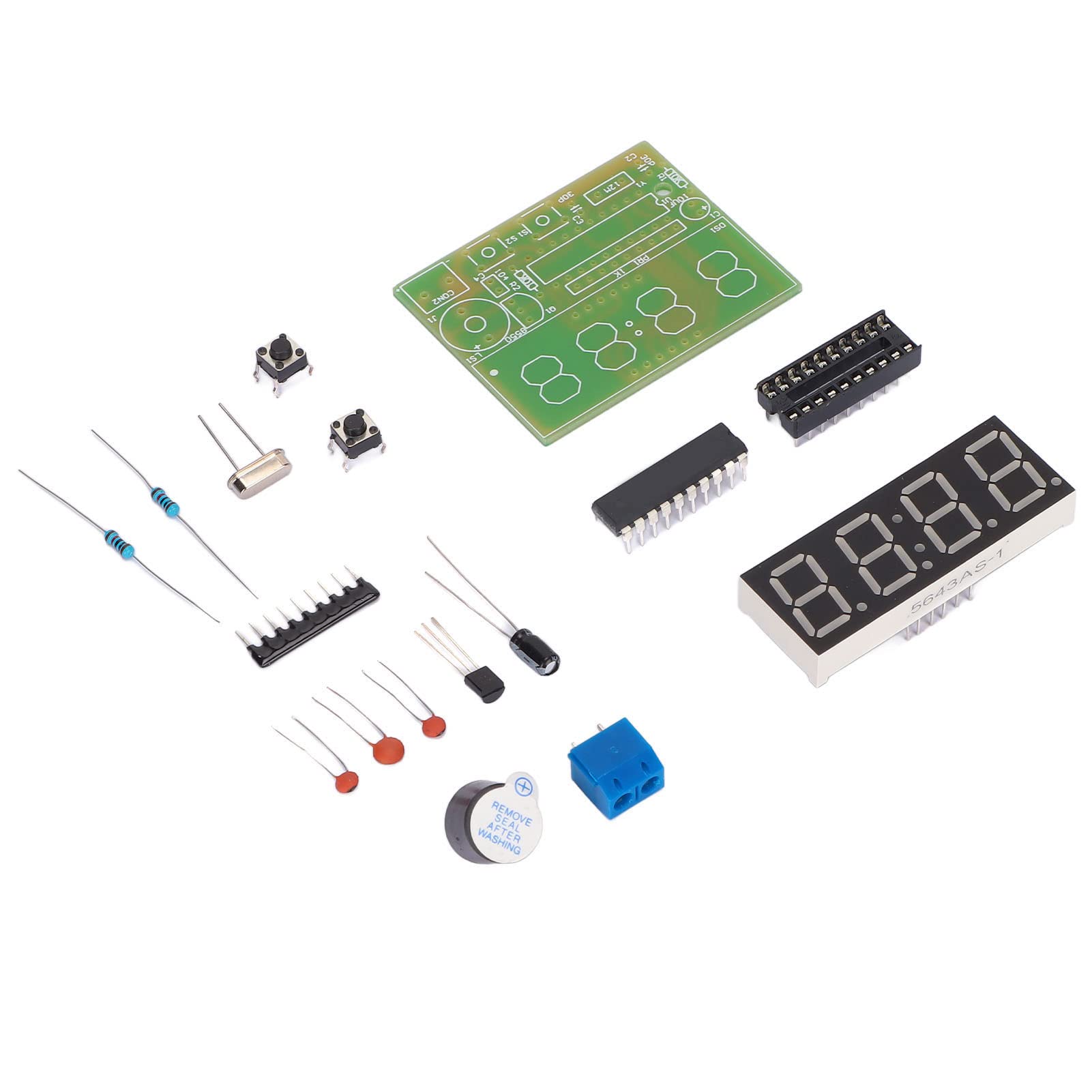 Kit d'Horloge Numérique DIY 4 Chiffres, Double Alarme, Circuit 52 x 42 mm, Alimentation 3-6V, Projet de Soudure Électronique