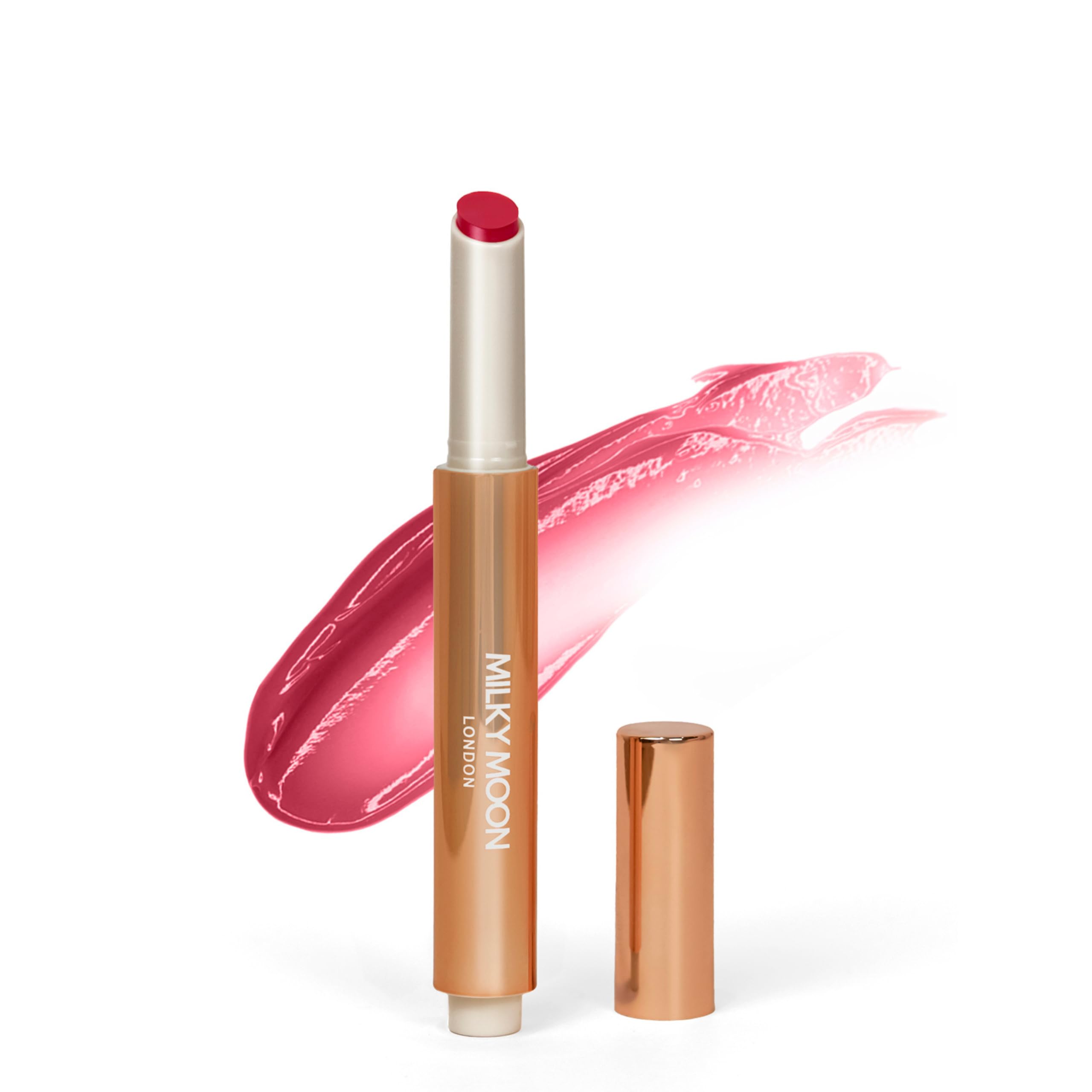 Milky Moon London Tinted Lip Balm, Juicy and Vegan Lip Gloss Stick with Squalane for Moisturised & Glossy Finish