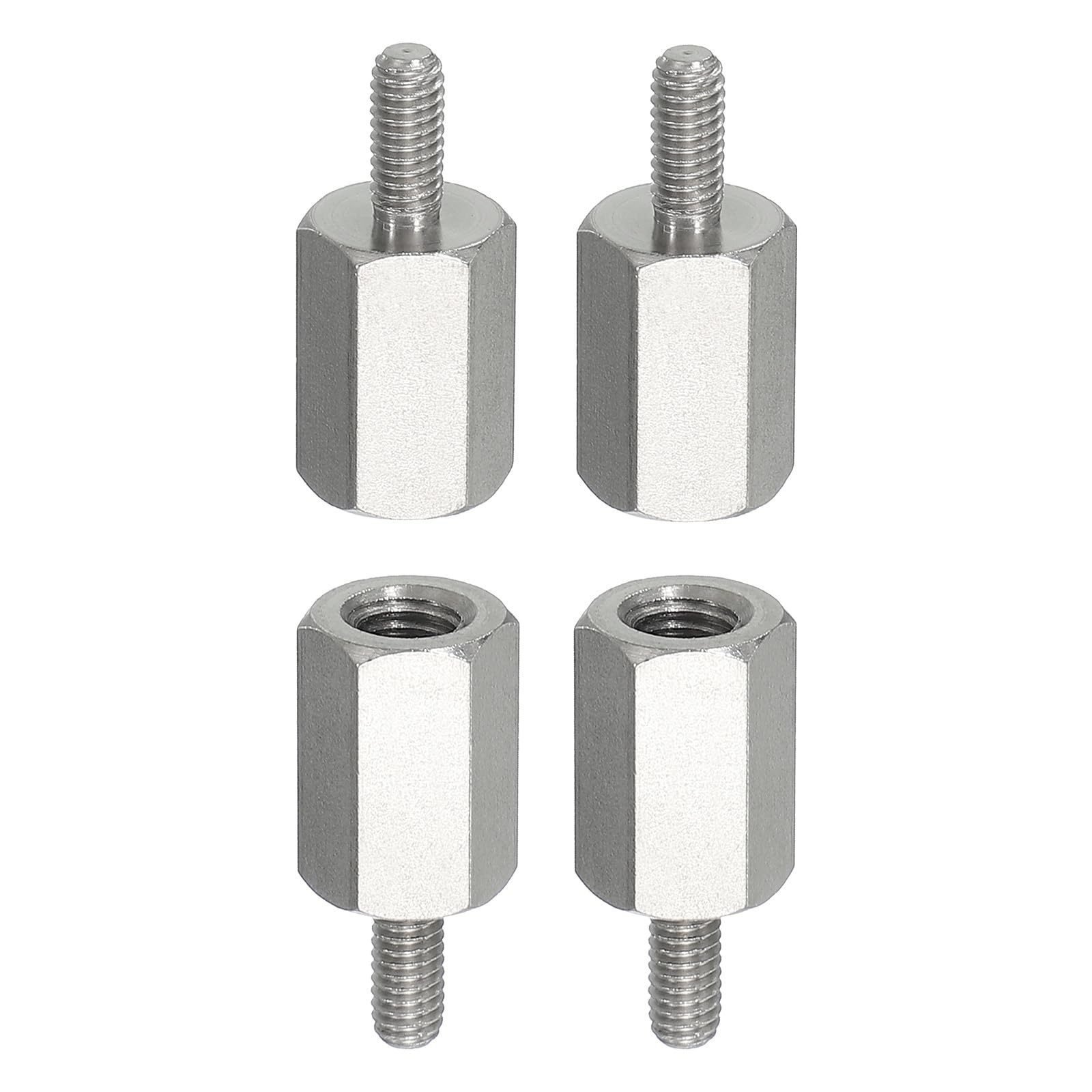 PATIKIL Standoff Screws, 4pcs M4x9mm Male to M6x15mm Female 304 Stainless Steel Thread Reducing Hex Standoff Spacer Screw Nuts Thread Adapters Reducer Extender Conversion Fasteners