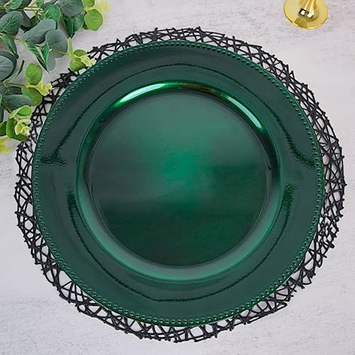 Balsa Circle CHRG_1302_HUNT@001 6 Pcs 13-Inch Hunter Green Crystal Beaded Round Charger Plates thumb #2