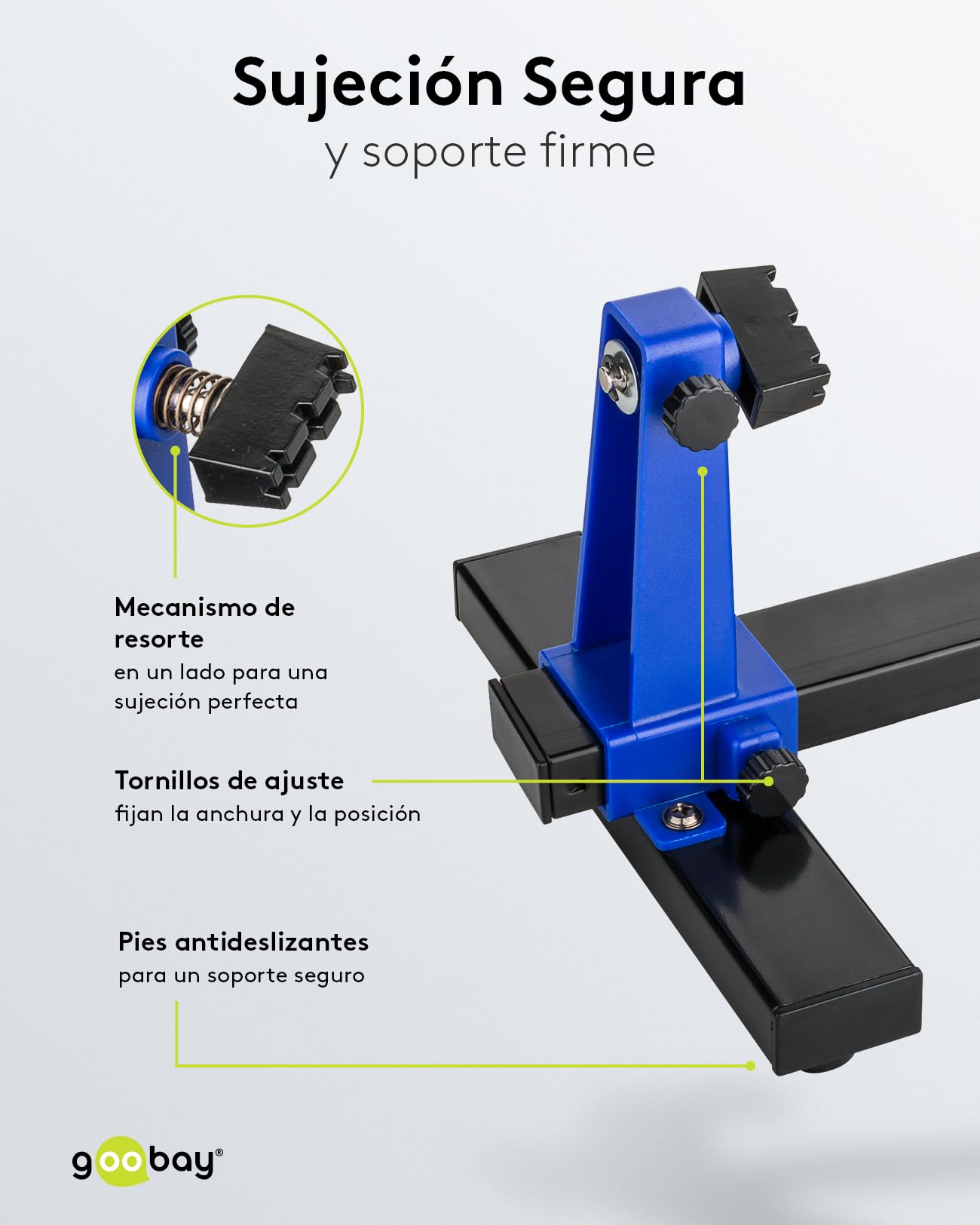 goobay Soporte ajustable para PCB/Soporte para PCB/Robusto soporte para soldar Para fijar PCBs y piezas de trabajo durante la soldadura y el trabajo artesanal/Rotación de 360, 51220