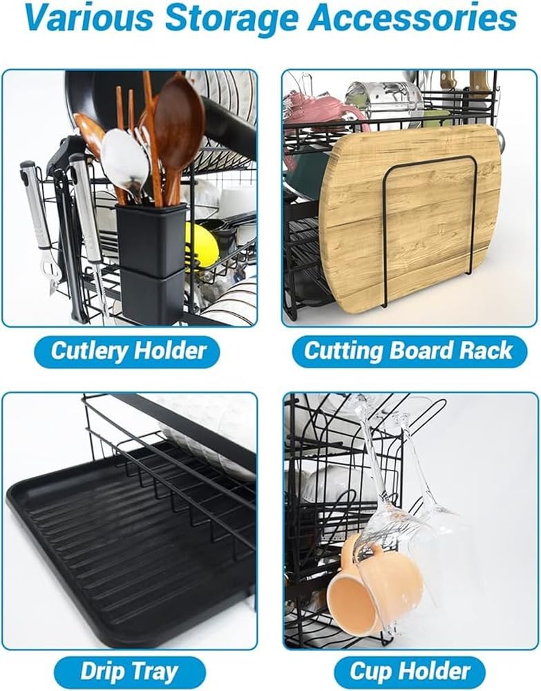 Escurridor de Platos Extragrande de 2 Niveles, Herramienta de