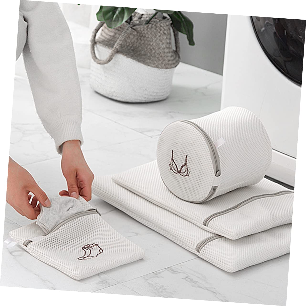 6Stücke Teiliges Wäschesäcke aus Atmungsaktivem Mesh für Waschmaschine Wiederverwendbare Wäschegitterbeutel für Empfindliche Textilien Unterwäsche Pullover