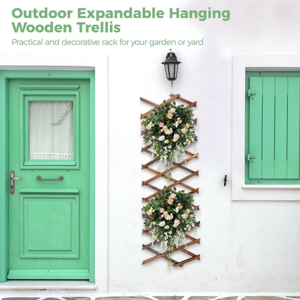 yeesport Expandable Plant Trellis 2 Pcs, Holz Trennwand Pflanzer Gartenzaun 190×30cm- Hölzerne Pflanze Unterstützung Zaun, Langlebig und robust für Kletterpflanzen, Zauberstab Dekoration