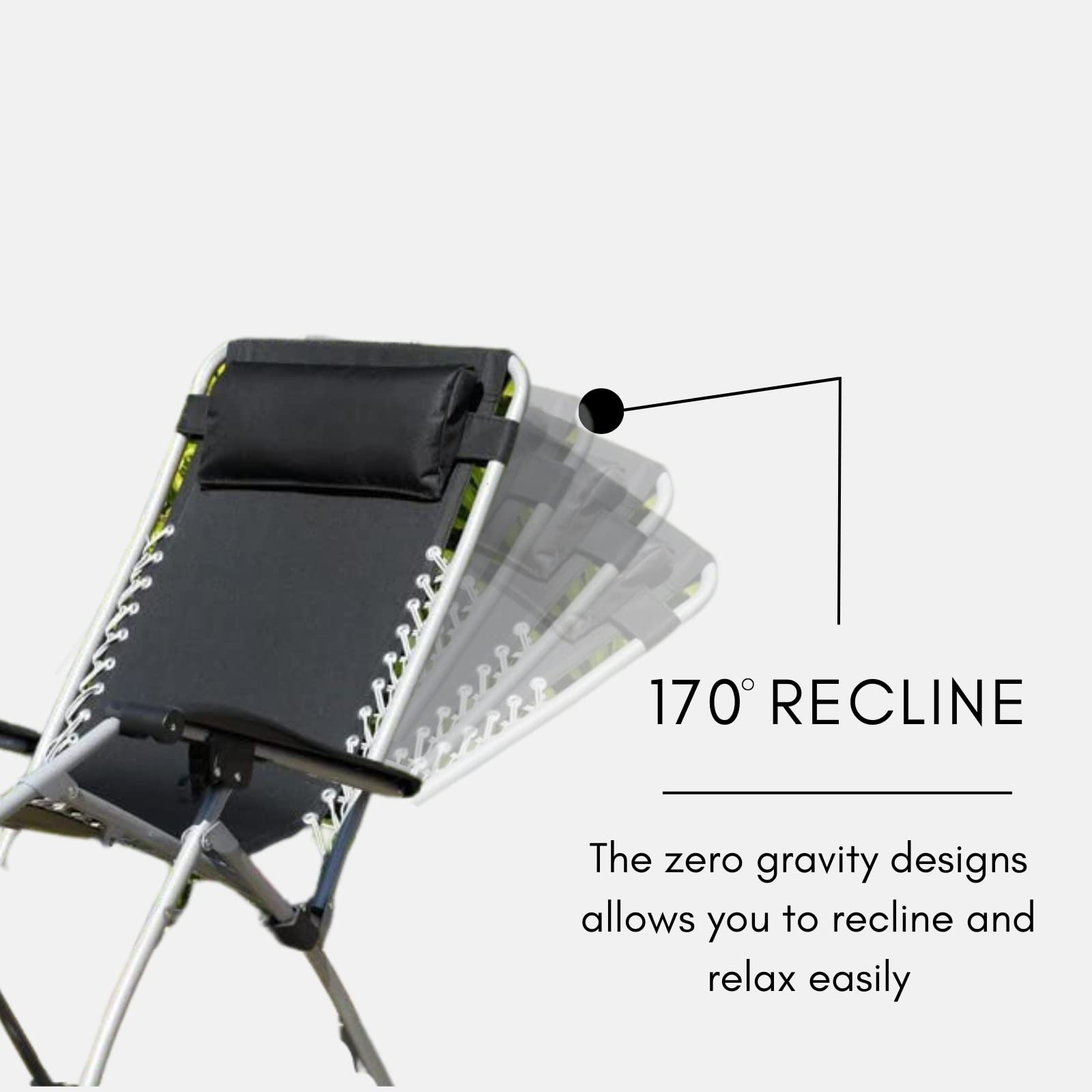 Garden Mile Juego de 2 sillas plegables reclinables de gravedad cero – Tumbona impermeable al aire libre con reposacabezas acolchado ajustable reclinable silla de asiento de acero fuerte cómoda