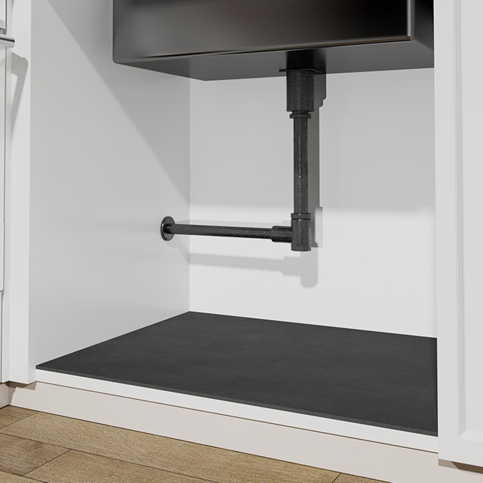 BANEBOR Under Sink Mats -(Cut-to-Fit) Absorbent Shelf Liner for Kitchen & Bathroom Cabinets, Quick-Dry Non-Slip Cabinet Protector, Waterproof Under Sink Pad for Leak Protection (Grey, 16''x 20)