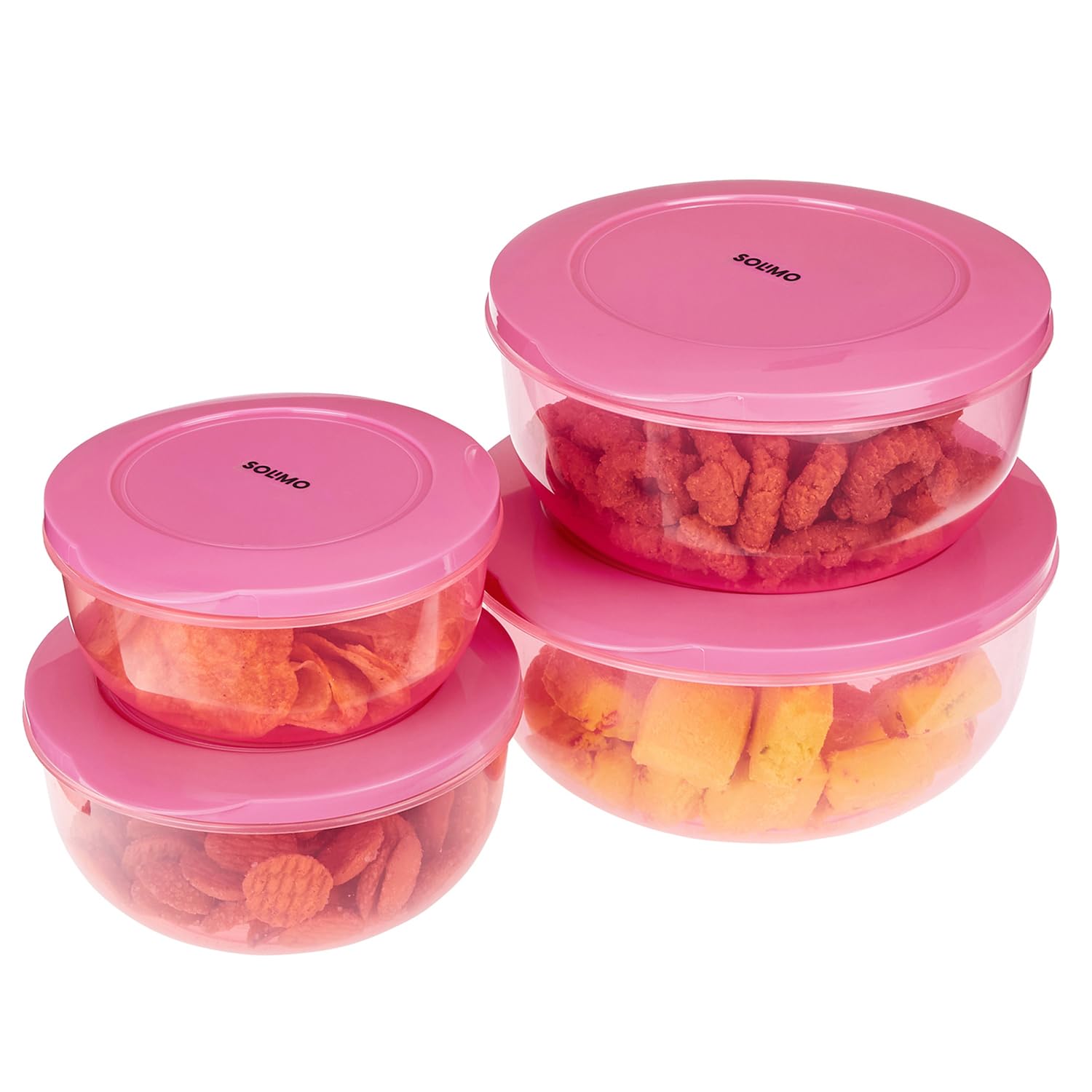 Amazon Brand - Solimo Nestable Round Container 4pcs Compact combo,Pink (B0BXWN82HT) Amazon Price History, Amazon Price Tracker