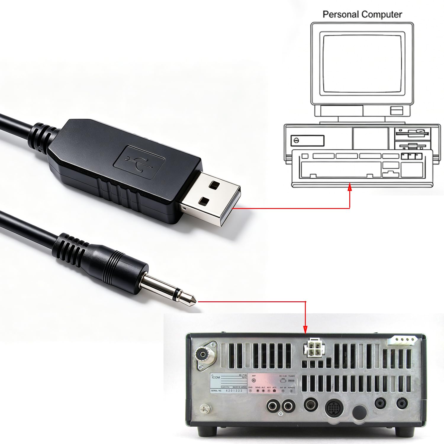 Amazon.co.jp: Bainoontech Icom CI-V USBプログラミングケーブル対応