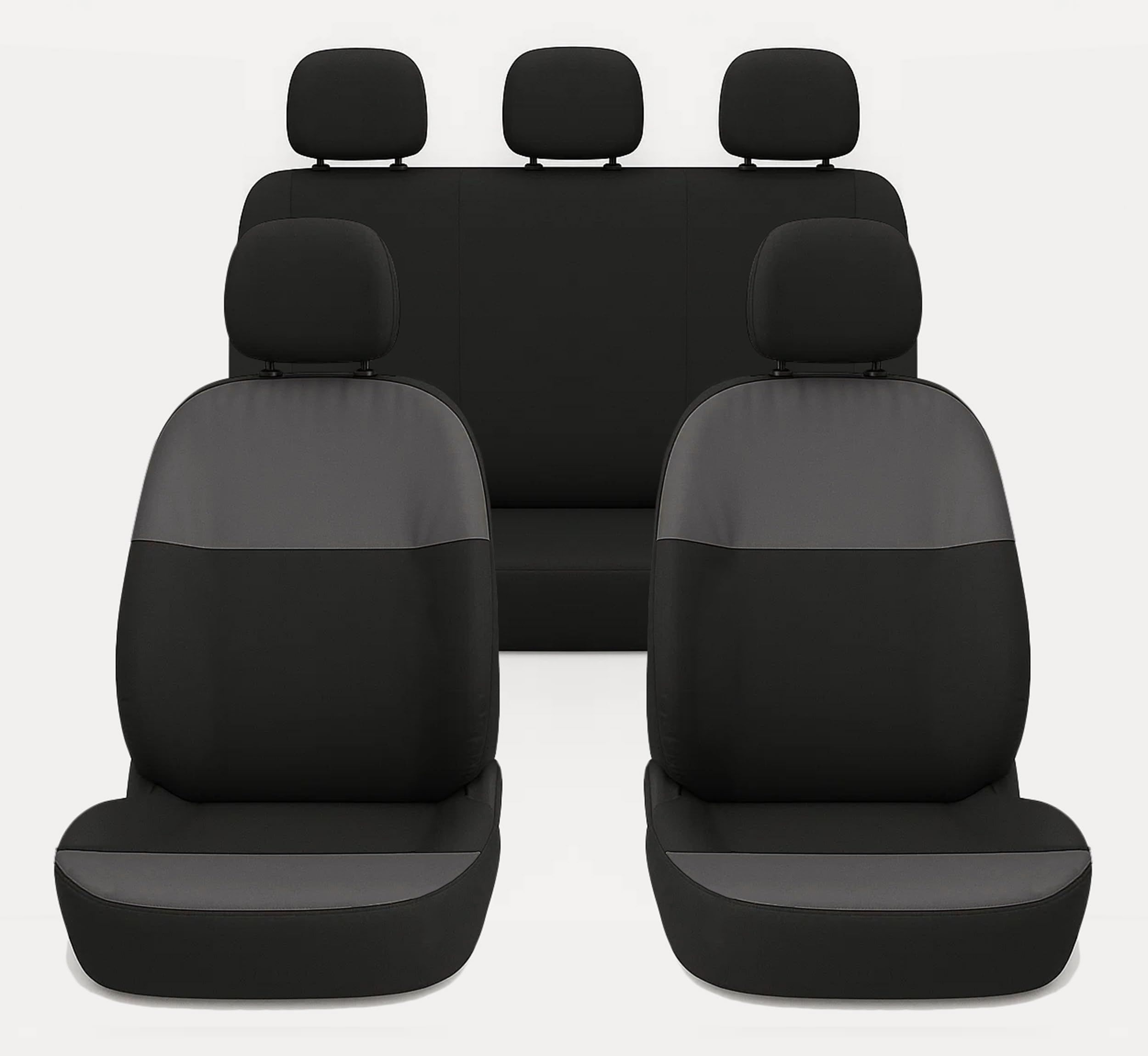 Auto Accessori Lupex | Coprisedili Auto Compatibili con Panda dal 2012 a oggi, Made in Italy, Protezioni Sedili Anteriore e Posteriore in Policotone (Grigio Scuro - Nero, Schienale Posteriore Intero)