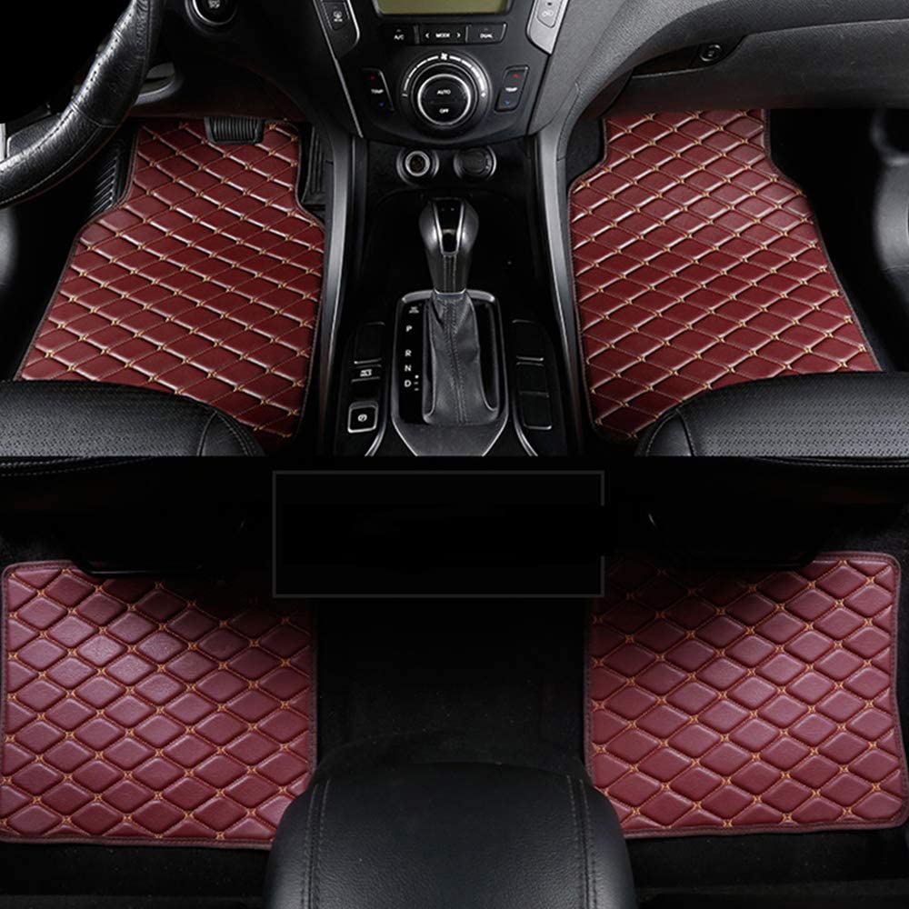 Dywaniki samochodowe do Volkswagen Golf 2004-2008 (RHD), niestandardowe maty samochodowe, dywaniki do pojazdów na każdą pogodę, wodoodporne, antypoślizgowe skórzane wykładziny podłogowe, dywaniki samochodowe, H czerwone wino