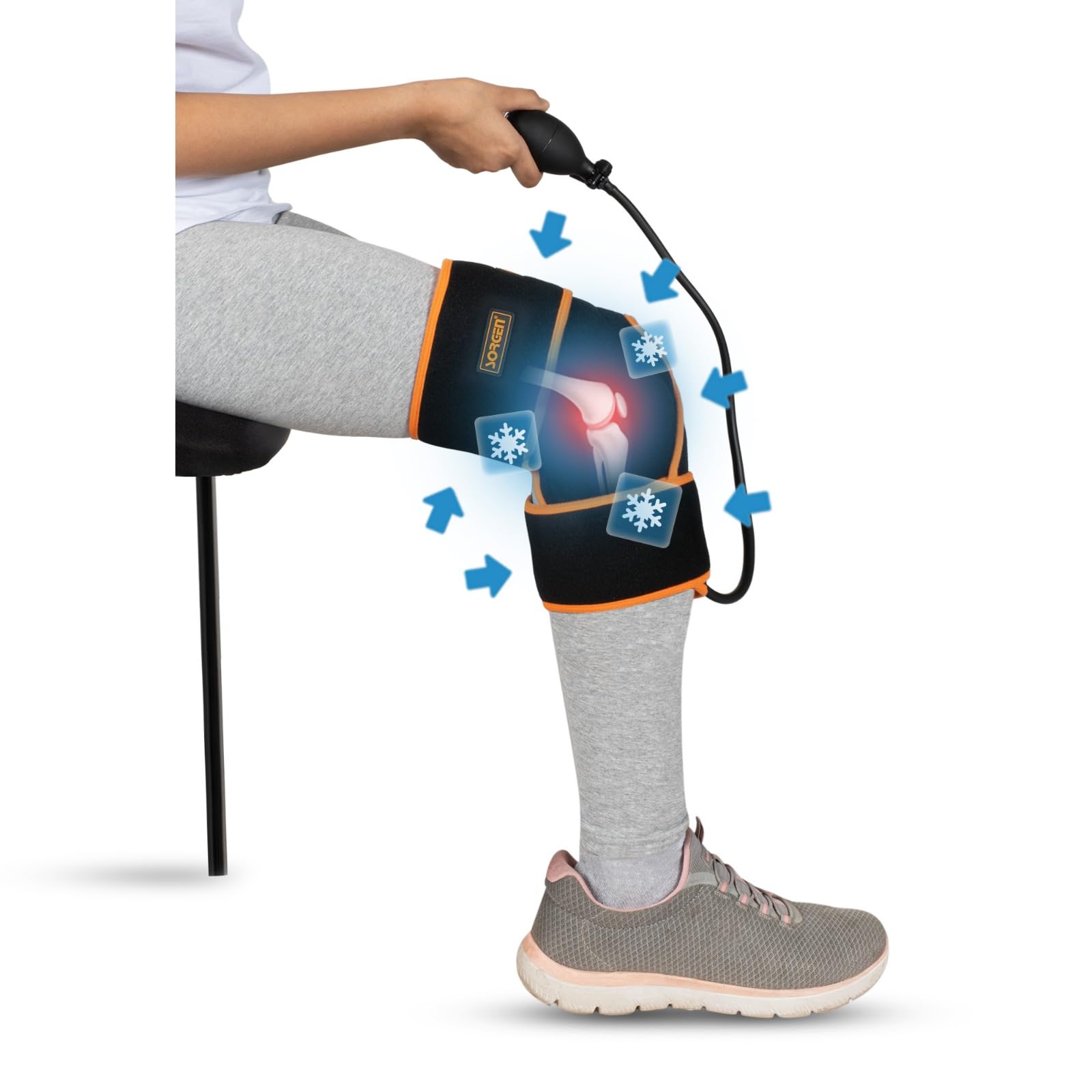 Sorgen Unisex Adjustable Cold Compression Brace for knee Pain relief from Injuries, Arthritis, Runner’s Knee, patellar tendonitis, meniscus tears, sprains/strains and knee recovery-image-48