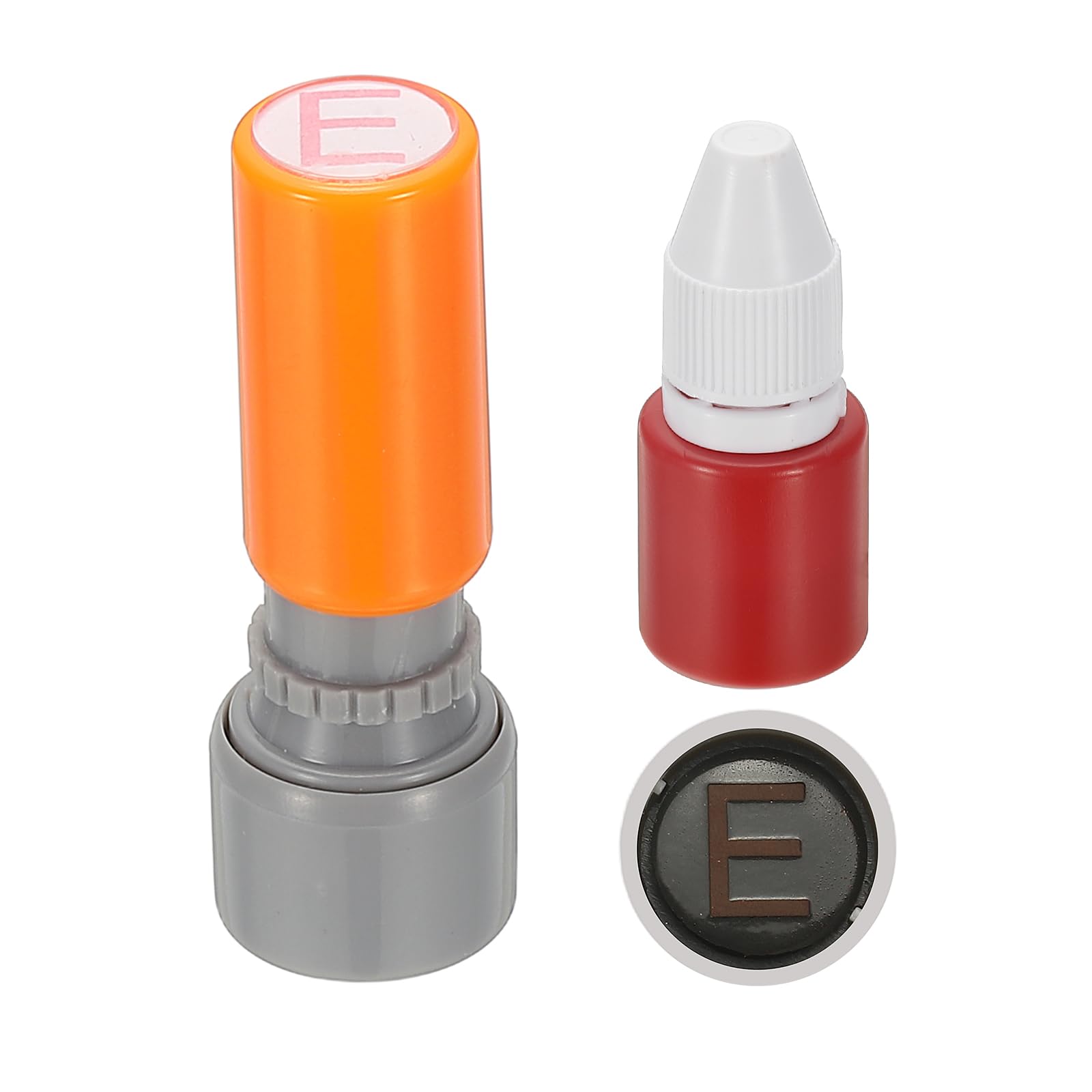 PATIKIL Letter Stamps Self Inking, Character Alphabet E Teacher Initial Ink Stamp Red Ink for Class Notebook Scrapbooking DIY Craft, Orange
