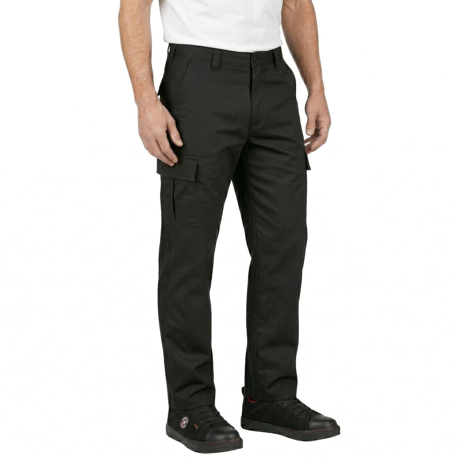 Lee Cooper Mens Cargo Trousers Multi Pocket Safety Workwear Pant 38W / 31L Black